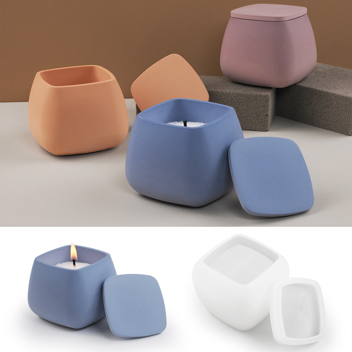 Square Candle Jar Silicone Mol - Candle Making Jars With Lids ulasan dan harga