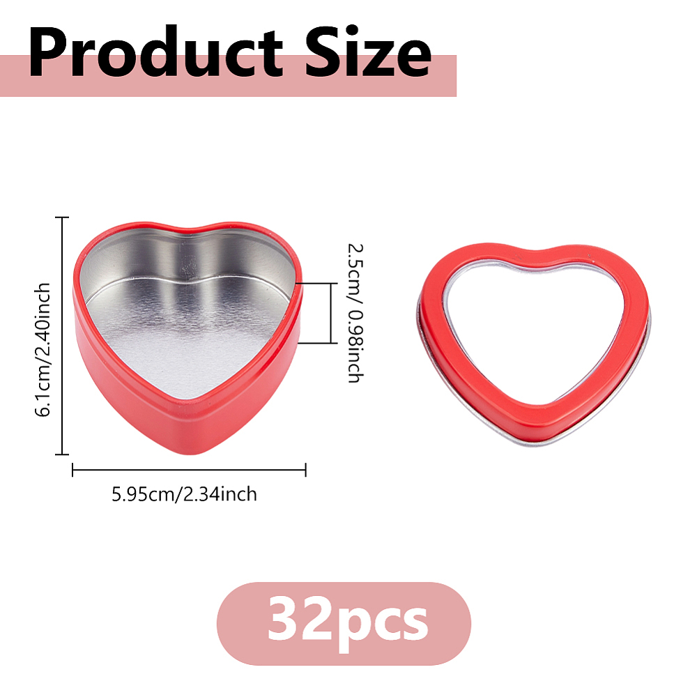 32Pcs 2 OZ Heart Shaped Metal  - Candle Making Jars With Lids ulasan dan harga