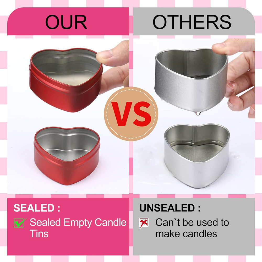 2 oz Heart Shaped Metal Tins w - Candle Making Jars With Lids ulasan dan harga
