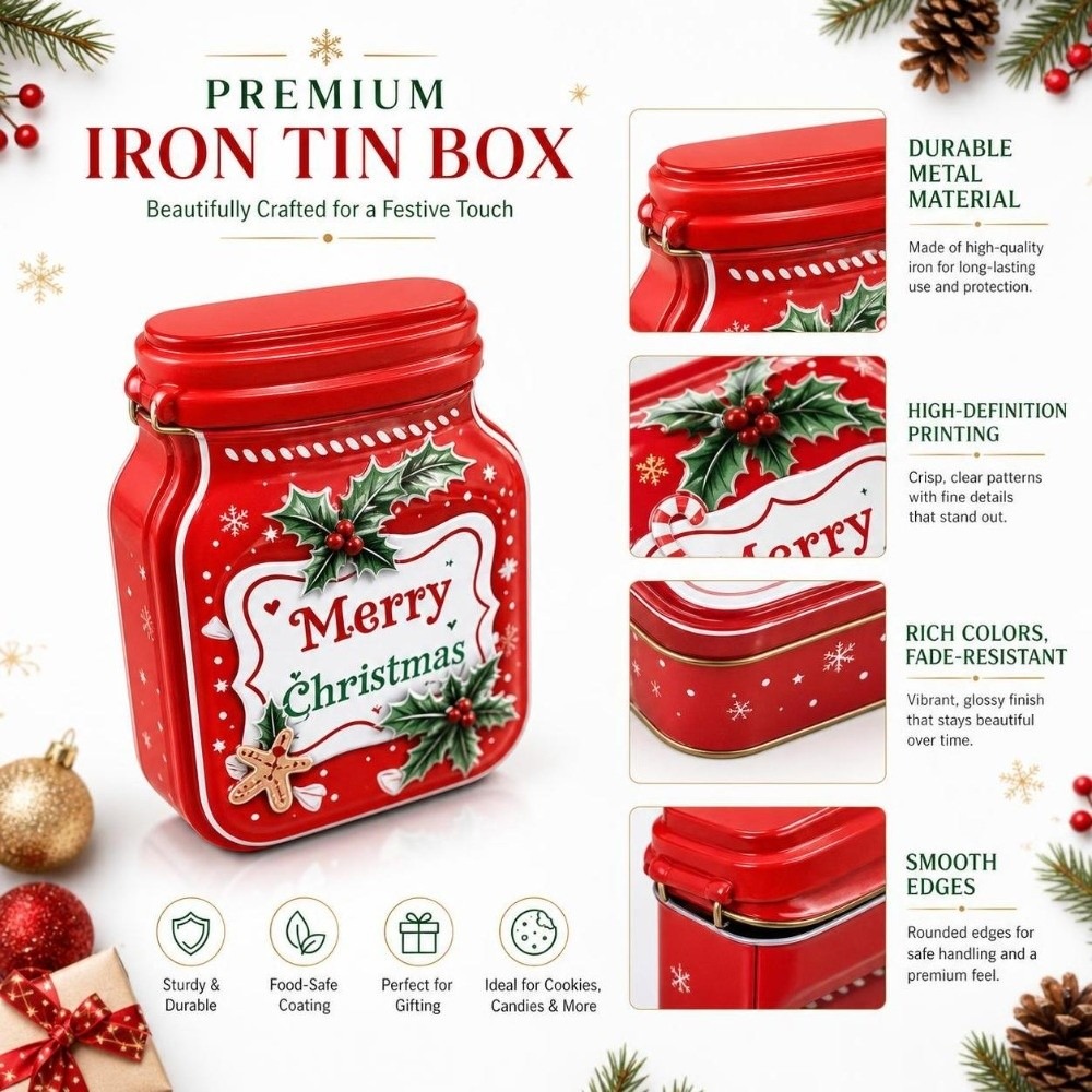 Portable Metal Christmas Tin B - Tin Container Lid ulasan dan harga