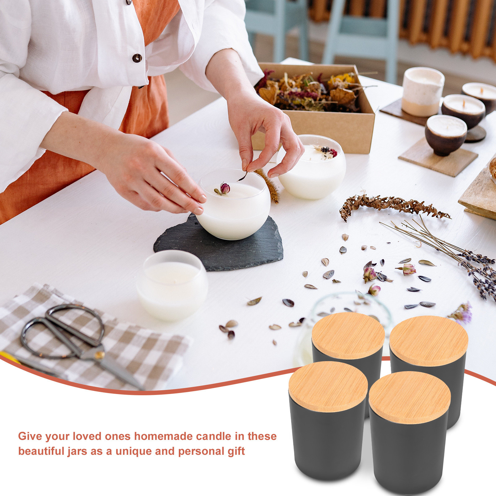 4 Piece Glass Candle Jars with - Candle Making Jars With Lids ulasan dan harga