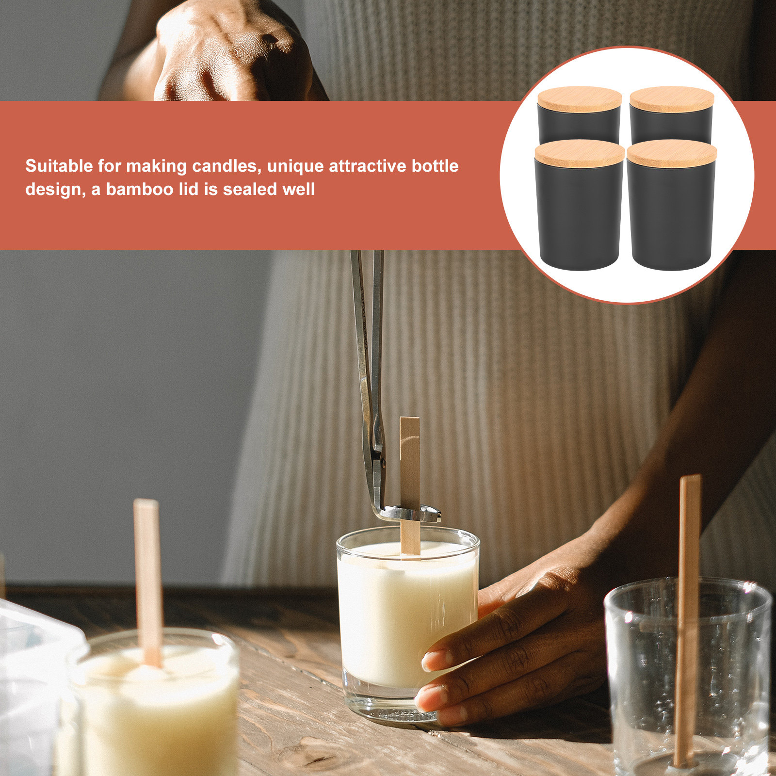 4 Piece Glass Candle Jars with - Candle Making Jars With Lids ulasan dan harga